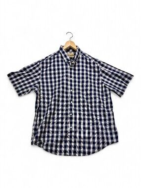 Gold Label Men's Blue & White Check Short-Sleeve Button-Down XL